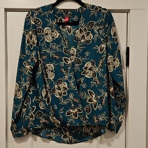 Floral Teal Wrap Blouse